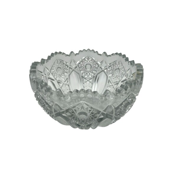 L.E. Smith Other - Vintage 1960s L.E. Smith Pinwheel & Stars Clear Pressed Thick Glass Bowl USA